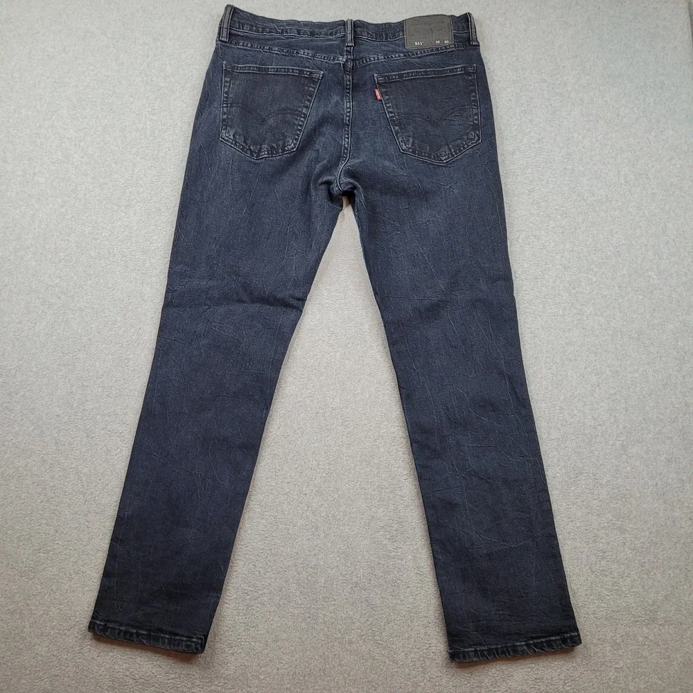 Levi's 511 Slim Fit‎ Jeans Mens 36x30 Black Denim Stretch 04511-2371